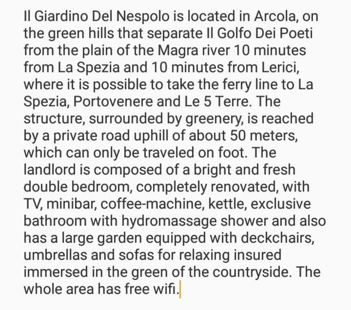 Il Giardino Del Nespolo Hotel Arcola Bagian luar foto